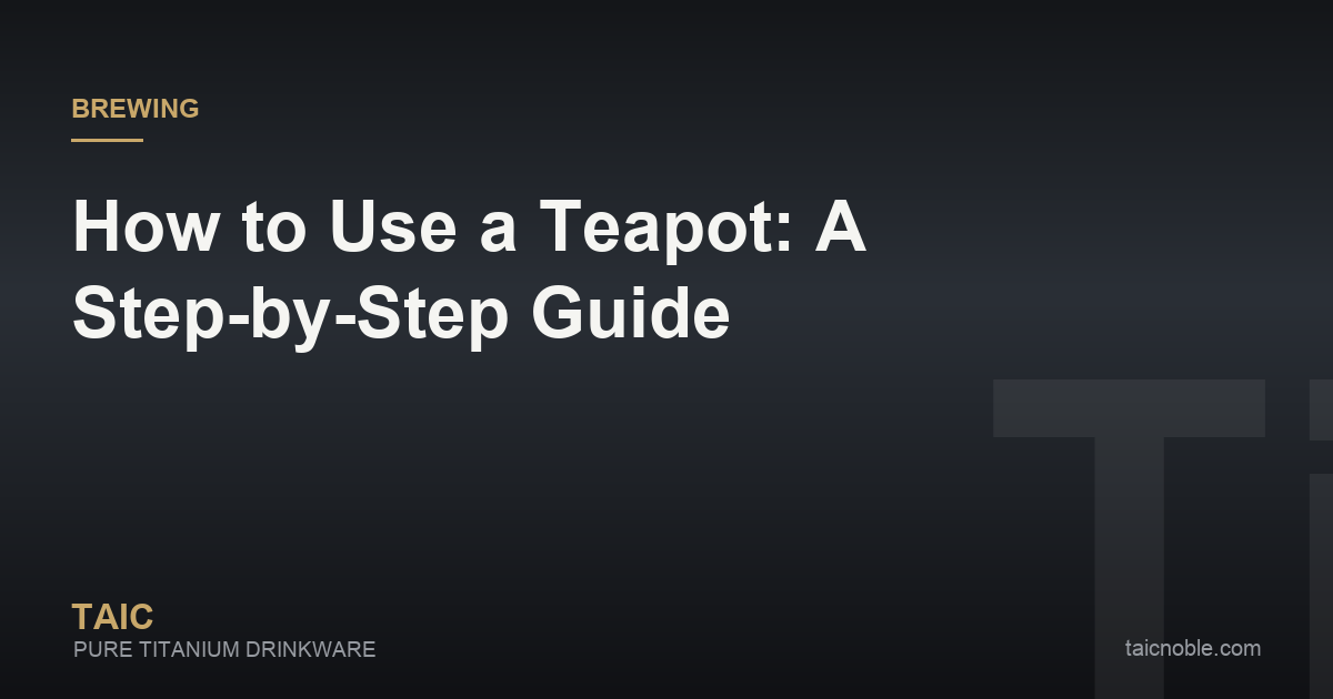 Guide card on how to use a teapot, showing a warmed pot, loose leaves, a timer and tea poured into cups
