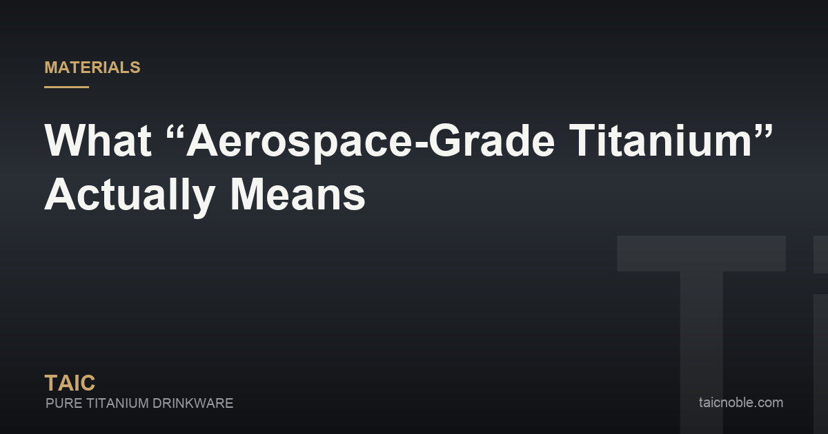 Guide card decoding the phrase aerospace-grade titanium — grades, standards and purity claims explained