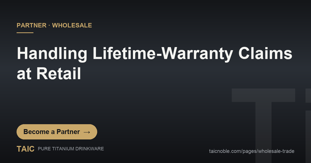In-store lifetime warranty claims workflow for titanium drinkware retailers - TAIC wholesale partner service guide