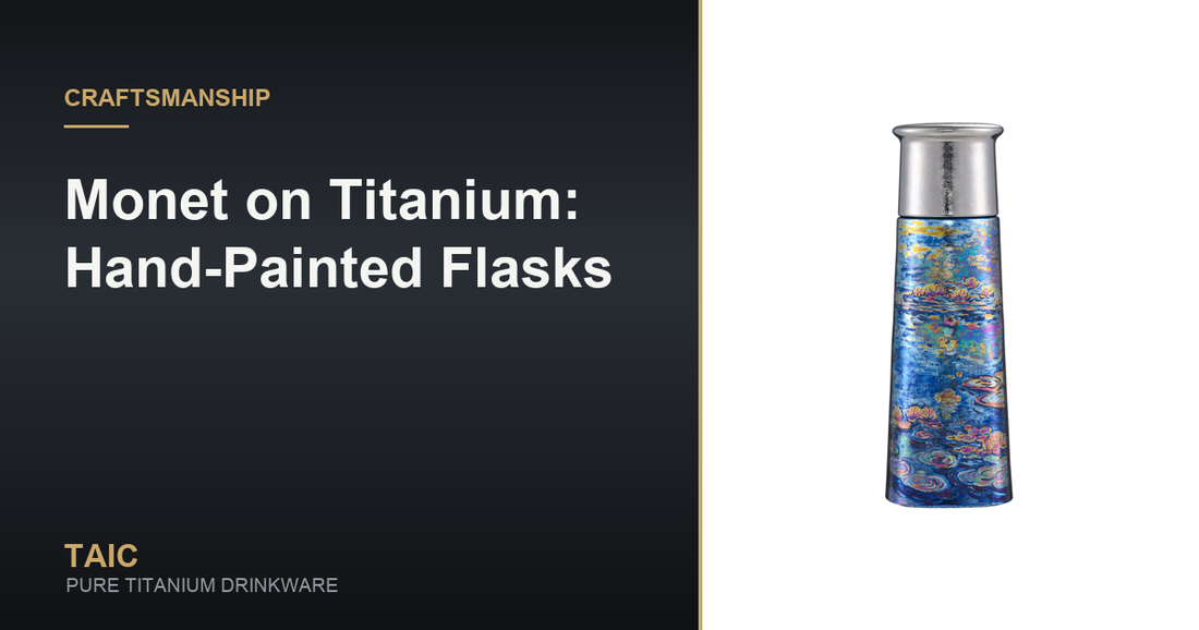 Monet on Titanium: Hand-Painted Flasks — TAIC pure titanium drinkware