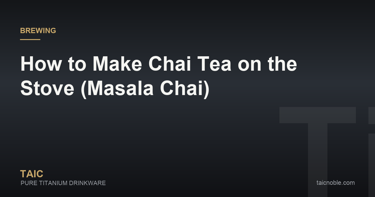 Guide card on making masala chai, with cardamom, ginger, cinnamon and cloves beside a pan of spiced milk tea
