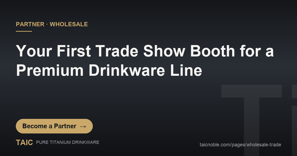 B2B partner card: first trade show booth playbook for a premium titanium drinkware line