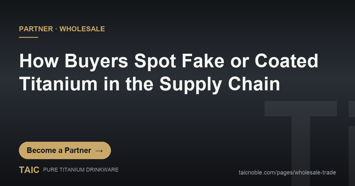 Spotting fake or coated titanium in the drinkware supply chain - TAIC B2B partner card on supplier vetting