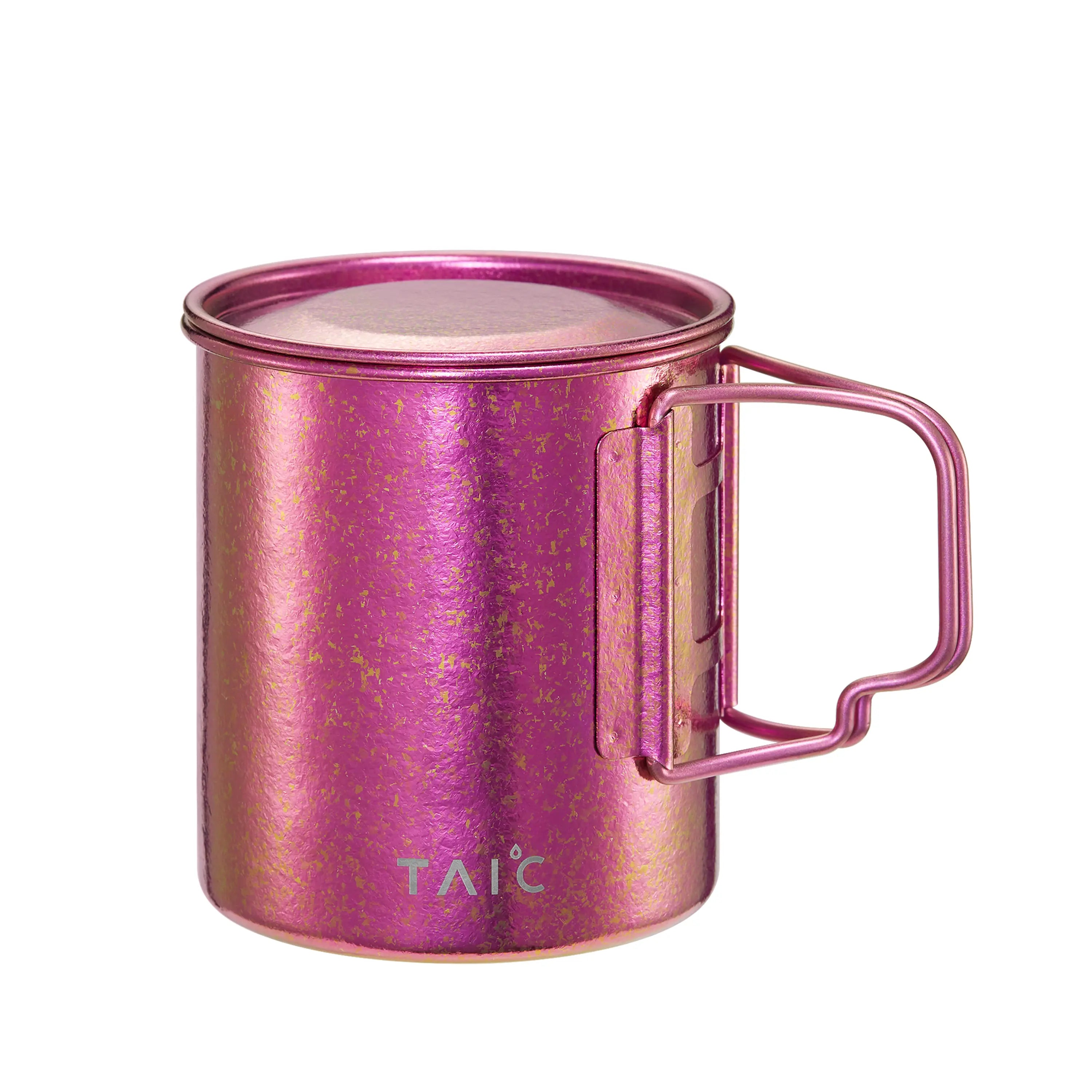 Pure Titanium Camping Mug 450ml Single-Wall Foldable Handle Crystalline