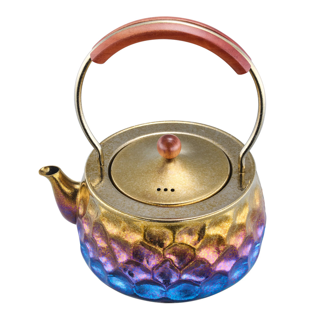 Pure Titanium Hand-Hammered Tea Kettle with Top Handle