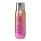 Aurora pure titanium tea infuser tumbler, gold-to-magenta iridescent hammered finish, front view