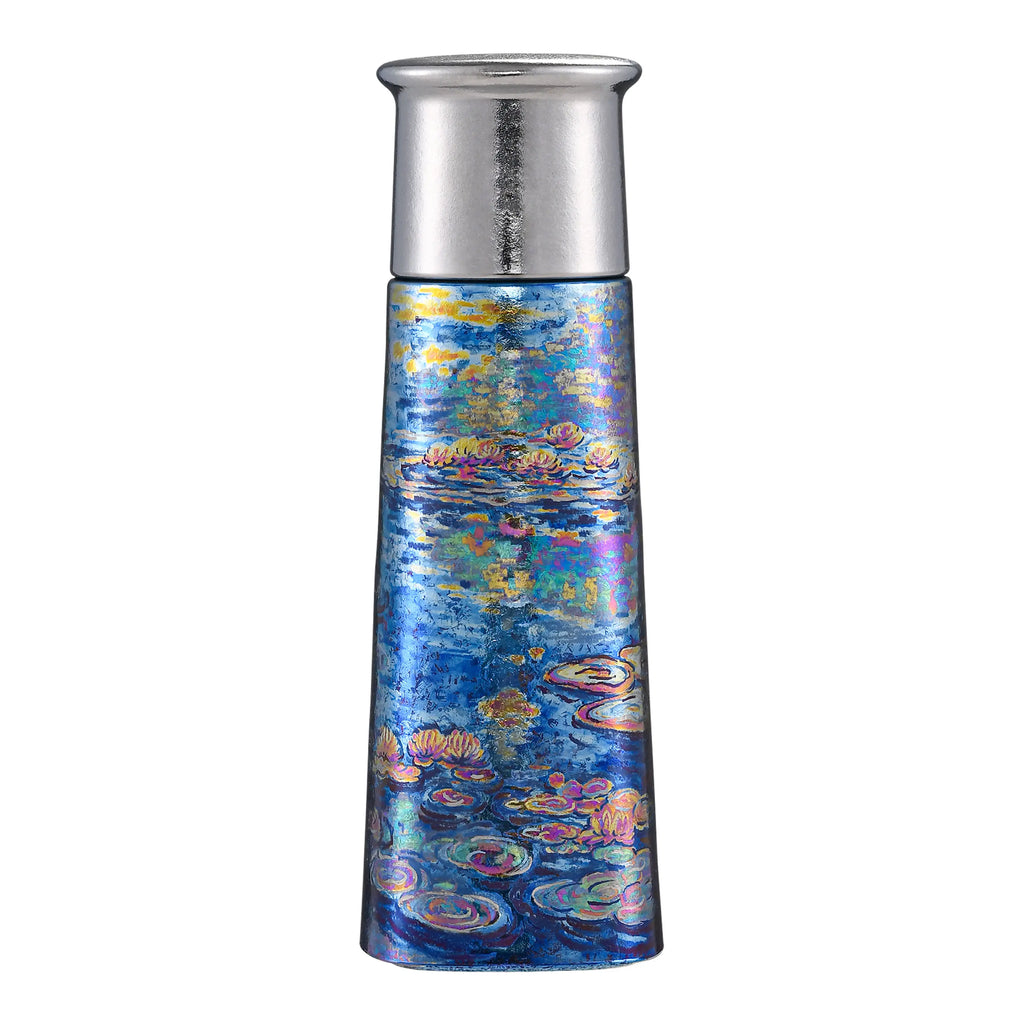 "Monet's Lotus" Hand-Painted Pure Titanium Flask Gift Set