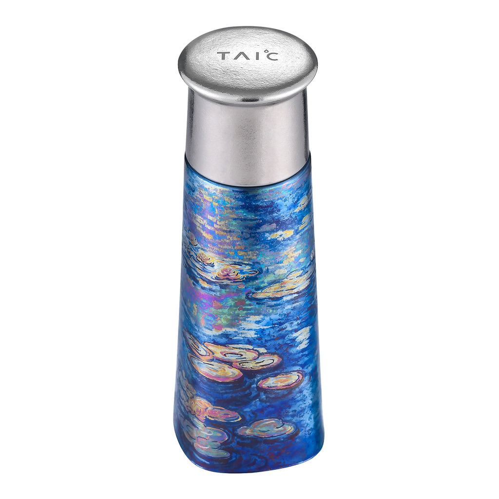 "Monet's Lotus" Hand-Painted Pure Titanium Flask Gift Set