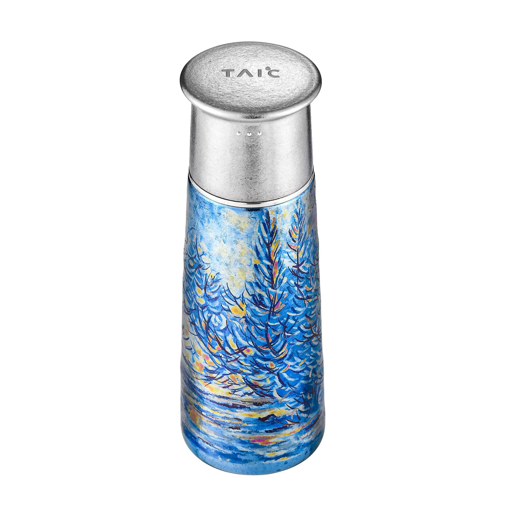"Monet's Snowscape" Hand-Painted Pure Titanium Flask Gift Set