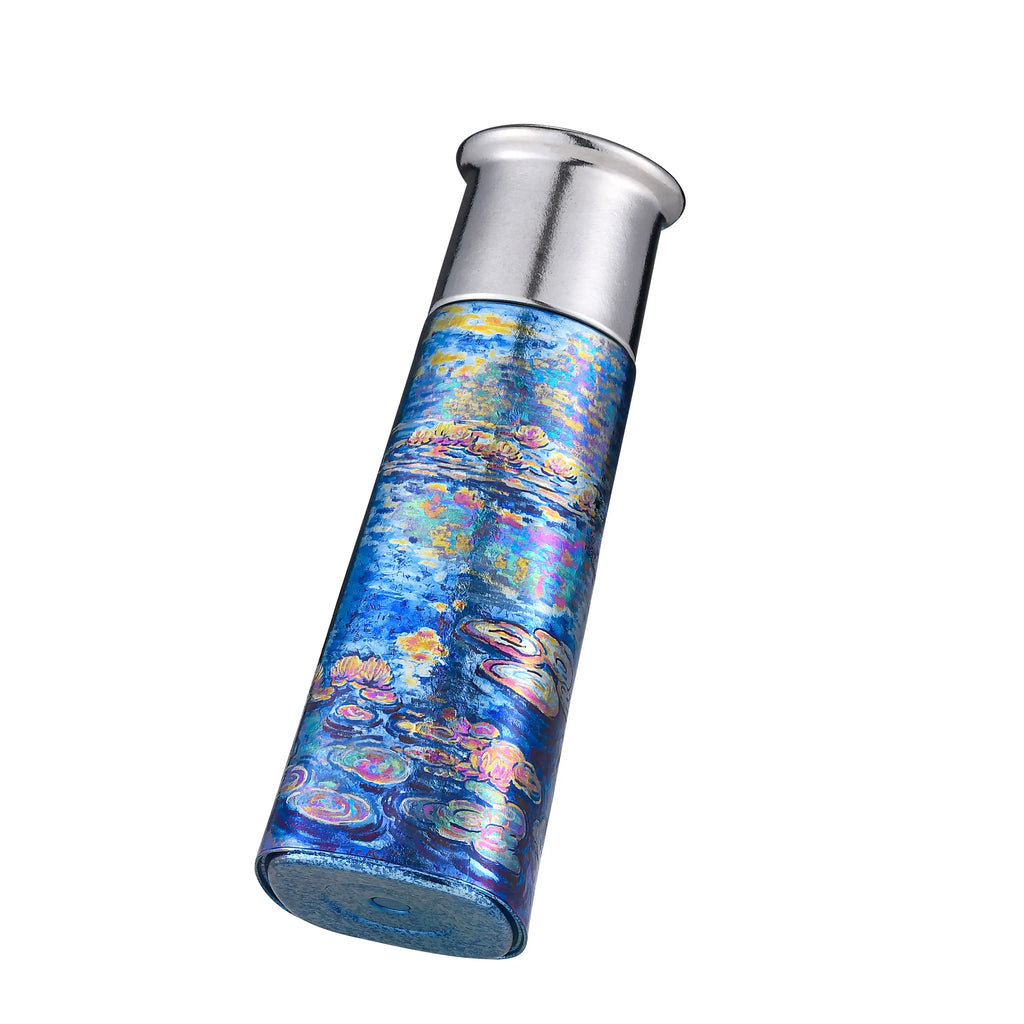 "Monet's Lotus" Hand-Painted Pure Titanium Flask Gift Set