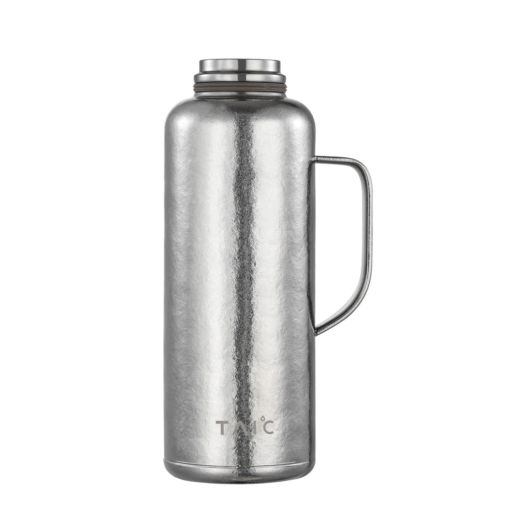 Pure titanium thermal carafe with temperature-display plug fitted and outer cup cap removed, front view