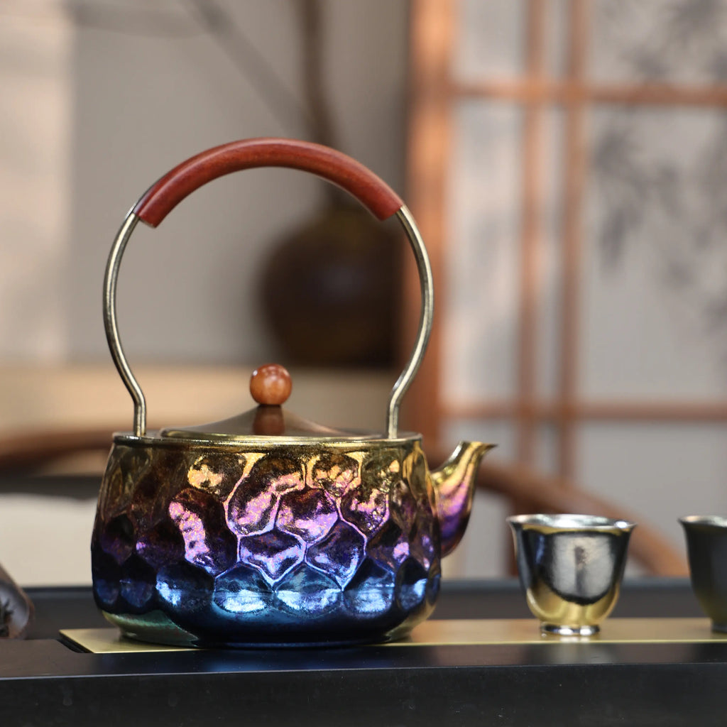 Pure Titanium Hand-Hammered Tea Kettle with Top Handle