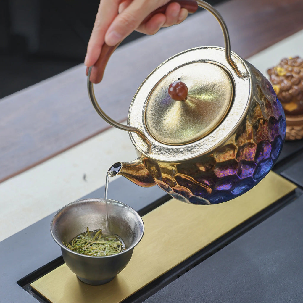 Pure Titanium Hand-Hammered Tea Kettle with Top Handle