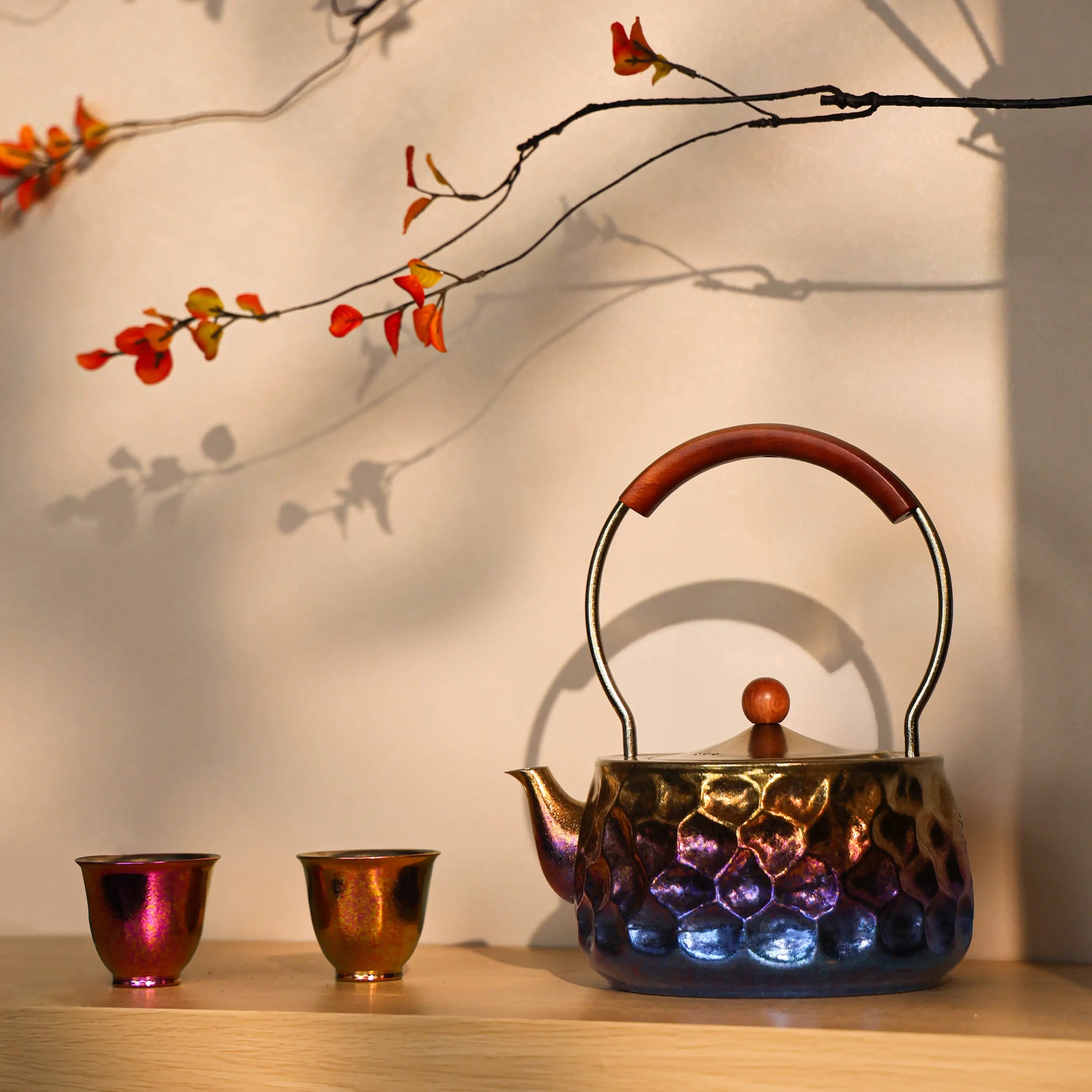 Pure Titanium Hand-Hammered Tea Kettle with Top Handle